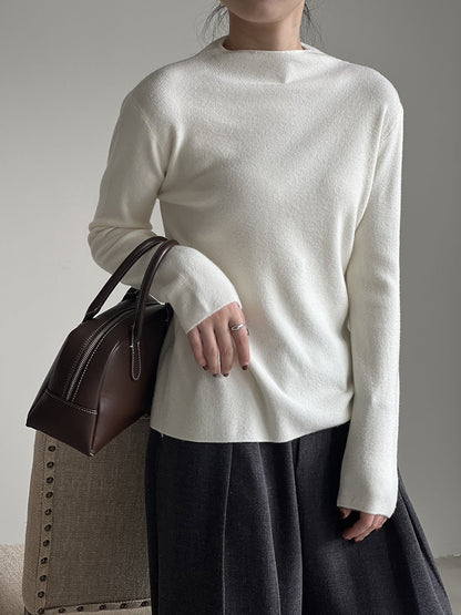 Creamtopmall Half turtleneck brushed soft touch sweater