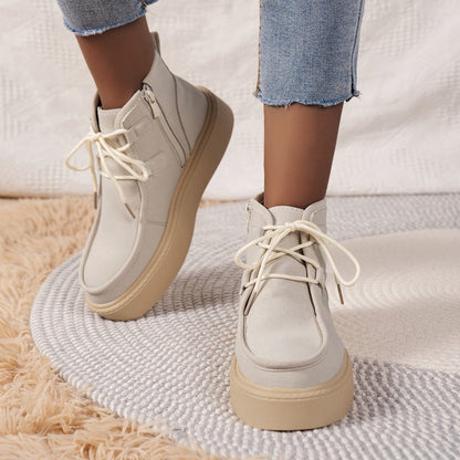 Creamtopmall Suede mid-cut flat sneakers