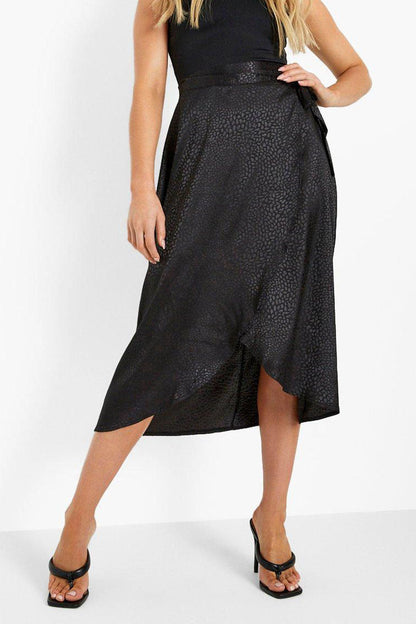 Creamtopmall One-piece Lace-up High-waisted Stone Jacquard Satin Skirt