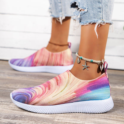 Creamtopmall Colorful Fly Knit Slip on Sneakers