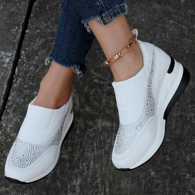 Creamtopmall Sequin wedge slip-on sneakers