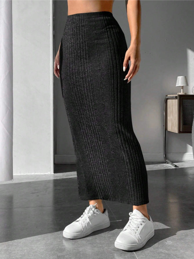 Creamtopmall CozyKnit Irregular stripes slim-fitting knitted skirt