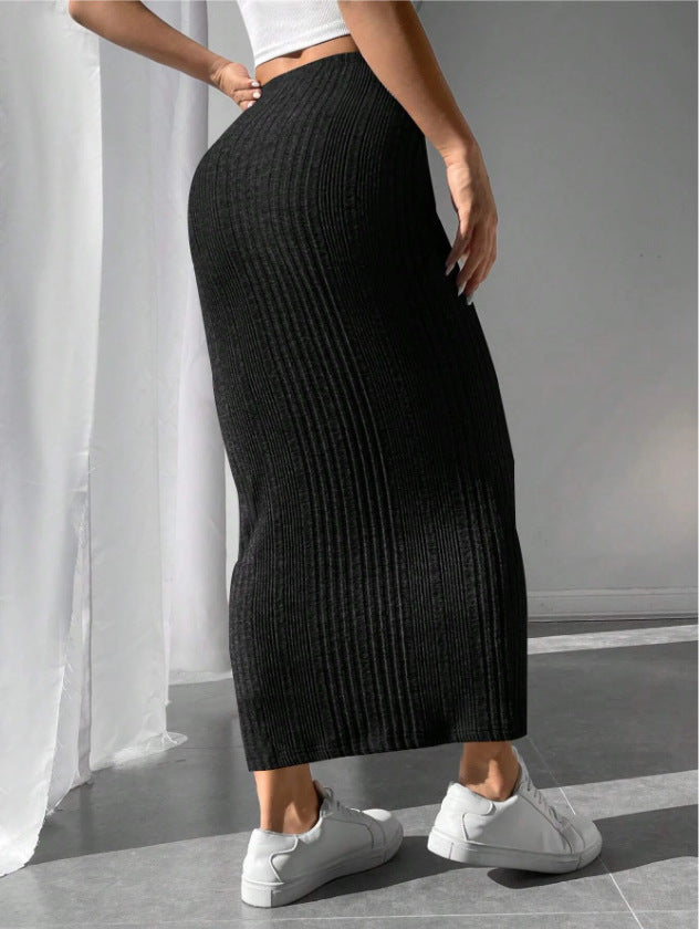 Creamtopmall CozyKnit Irregular stripes slim-fitting knitted skirt