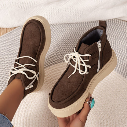 Creamtopmall Suede mid-cut flat sneakers