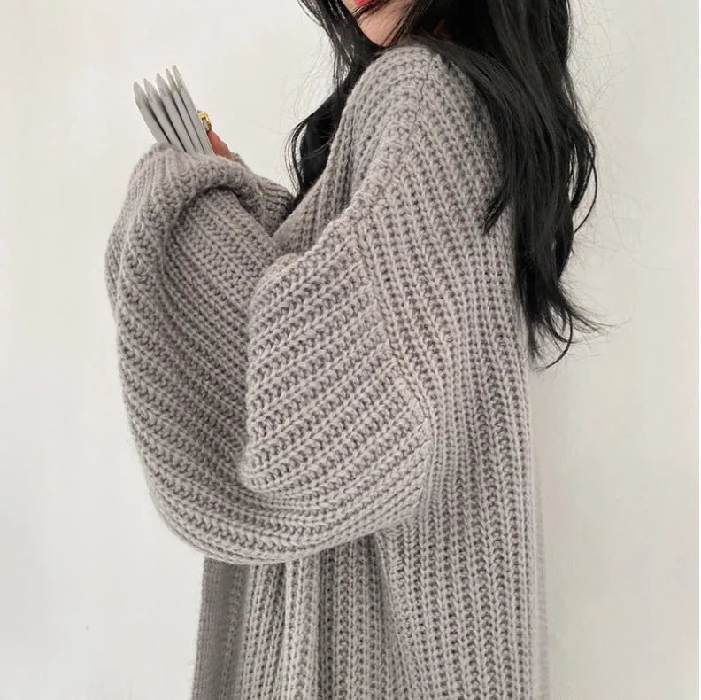 Creamtopmall Vintage Loose Long Knitted Sweater Coat