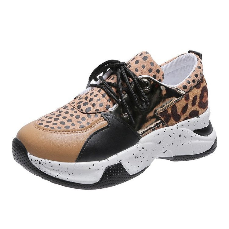 Creamtopmall Leopard Mesh Breathable Color Patchwork Sneakers