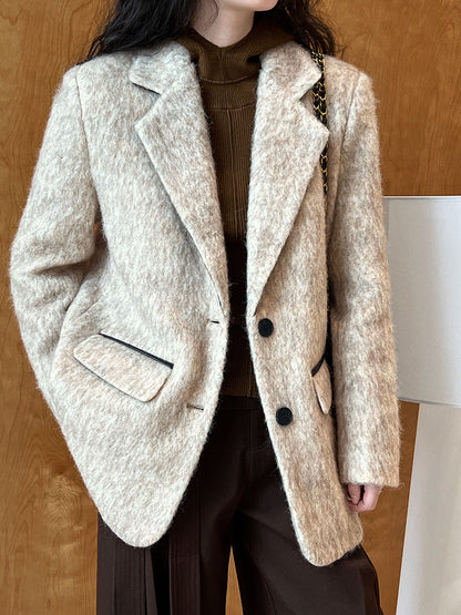 Creamtopmall Thickened 55% wool woolen long blazer