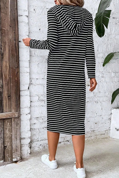 Creamtopmall Striped hooded slim long sleeve dress