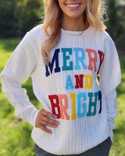 Creamtopmall Merry and Bright printed pullover sweatshirt