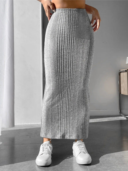 Creamtopmall CozyKnit Irregular stripes slim-fitting knitted skirt