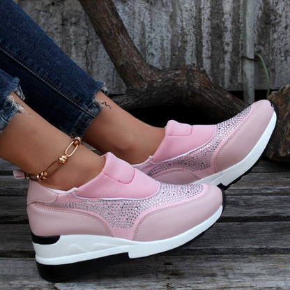 Creamtopmall Sequin wedge slip-on sneakers