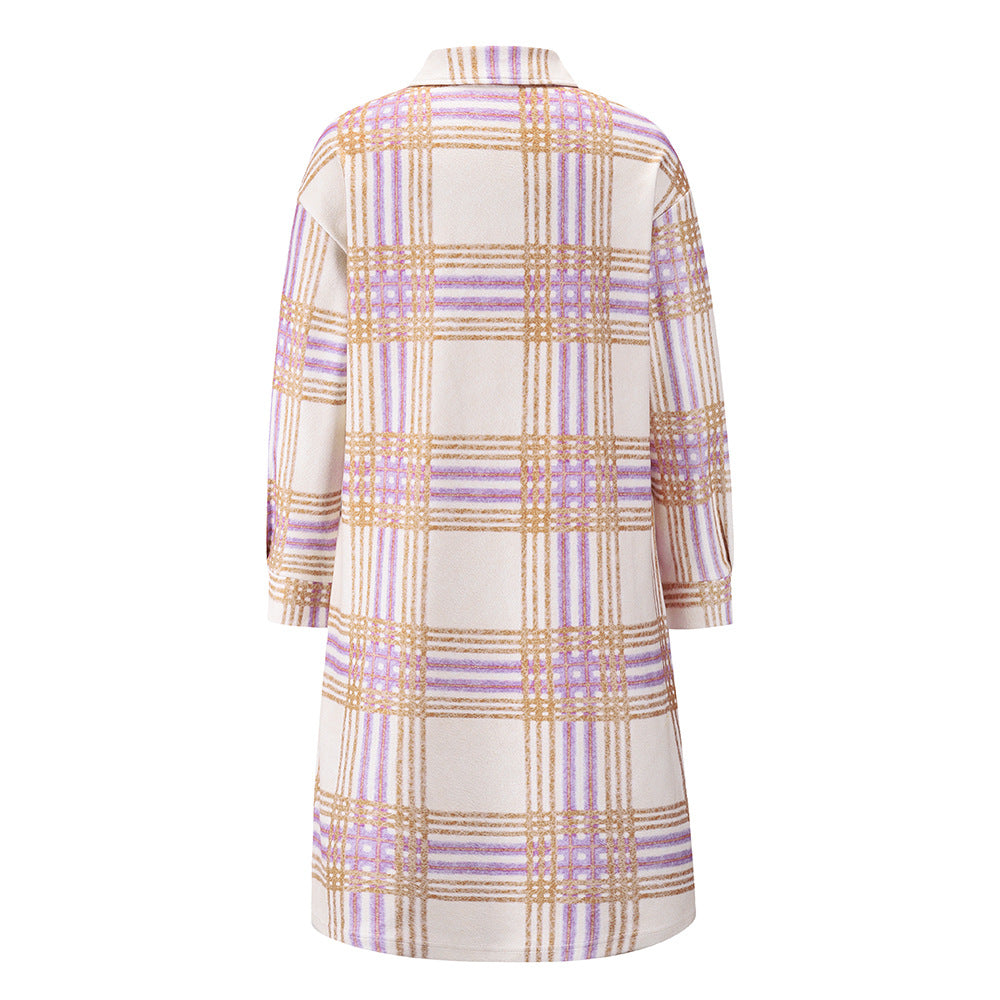 Creamtopmall Chic Plaid Tweed Long Coat