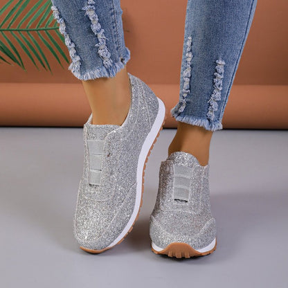 Creamtopmall Starry Sequins Slip On Sneakers