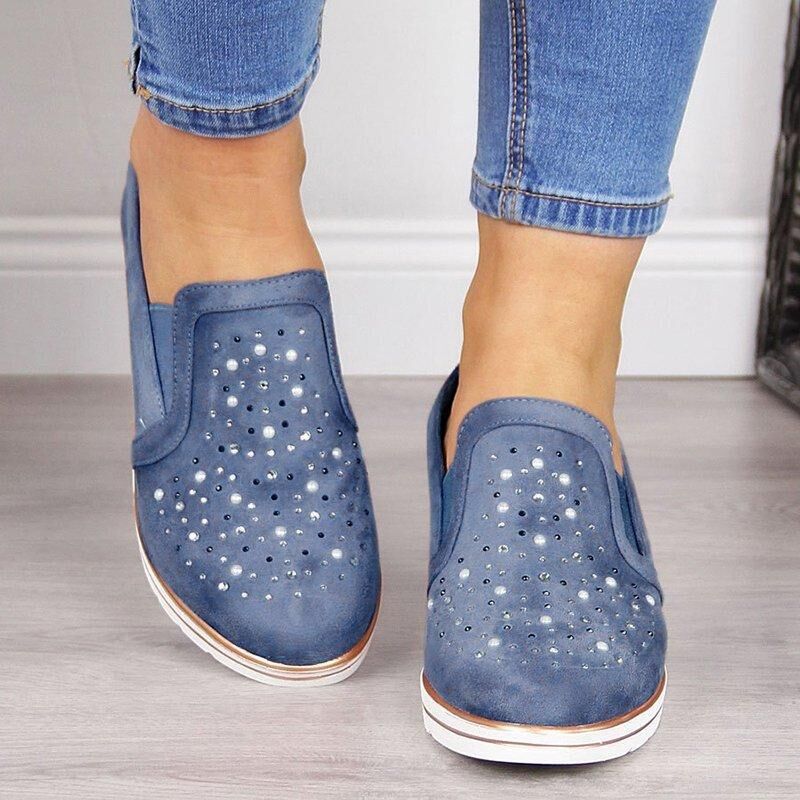 Creamtopmall Wedge Rhinestone inner Heightened Loafers