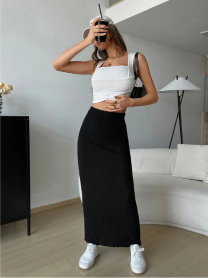 Creamtopmall CozyKnit High-waisted slim-fitting knitted skirt