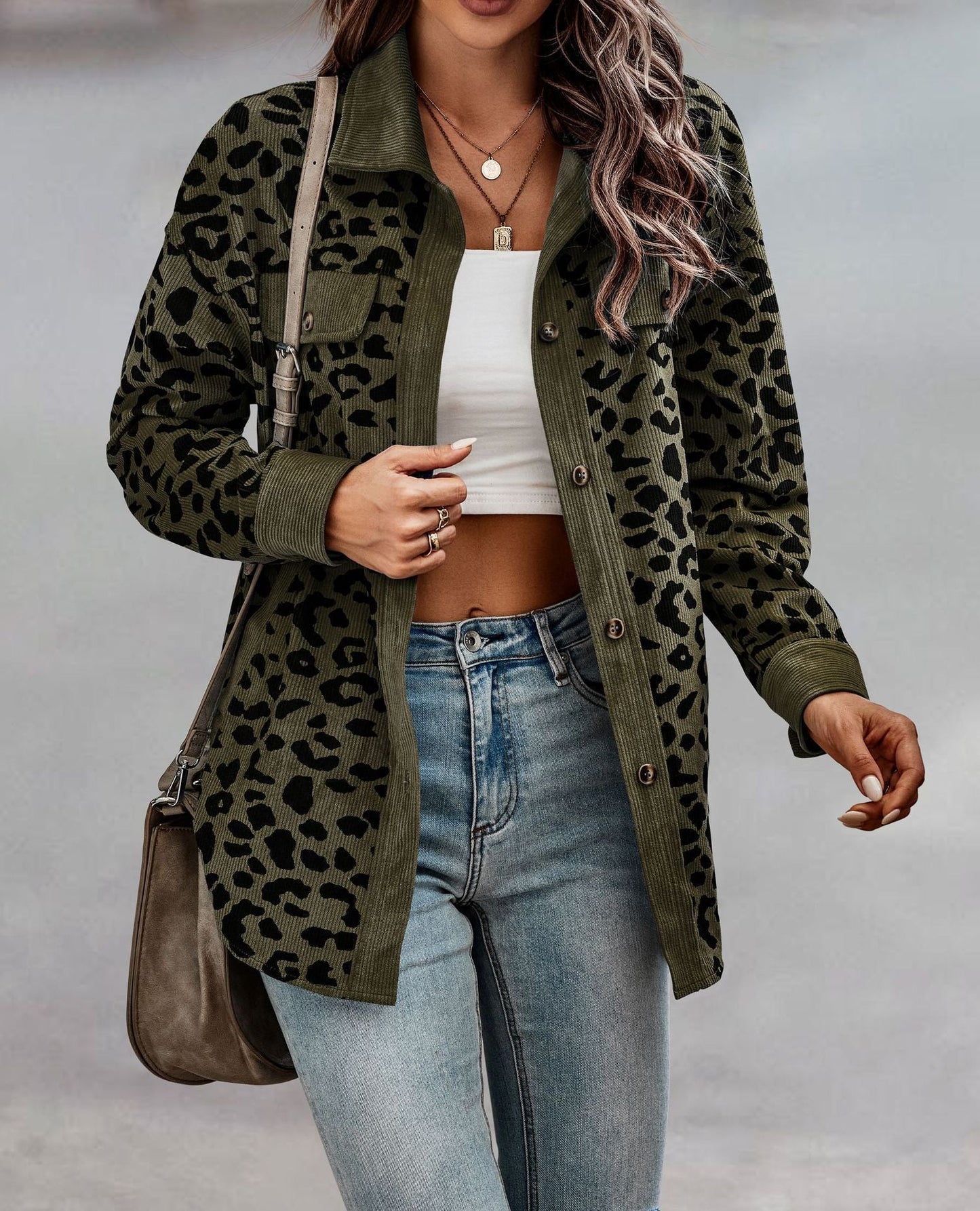 Creamtopmall Best Of You Leopard Corduroy Shacket