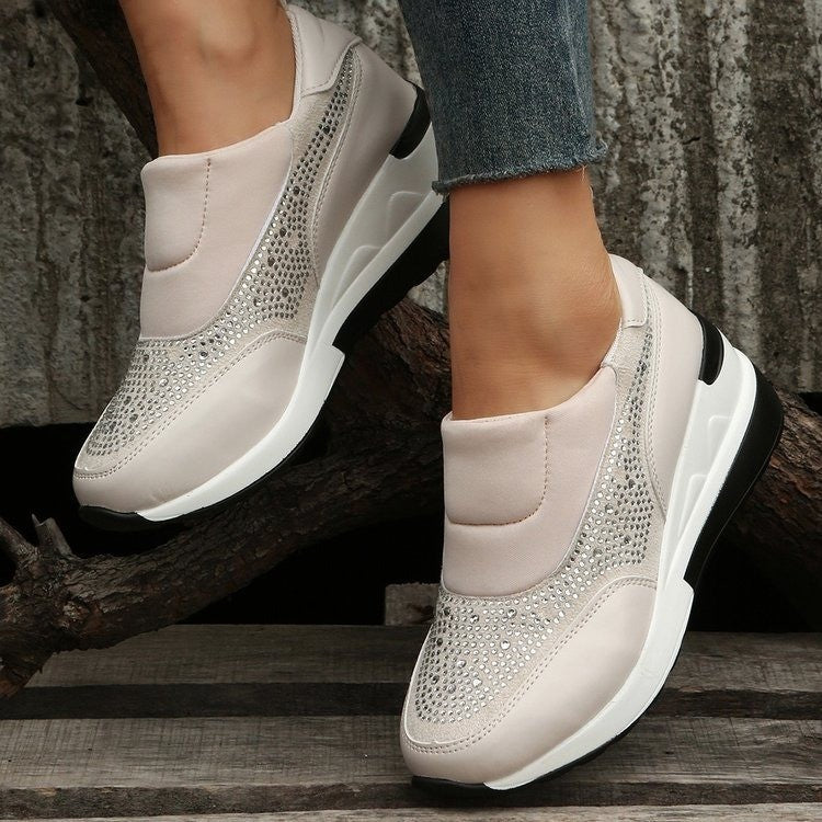 Creamtopmall Sequin wedge slip-on sneakers