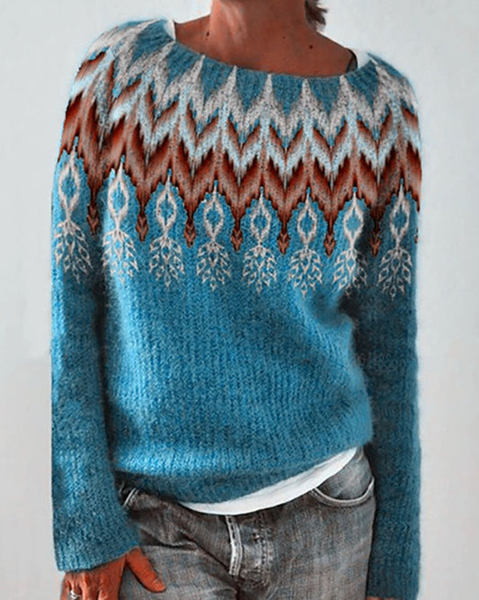 Creamtopmall Indiana feather pattern pullover sweater