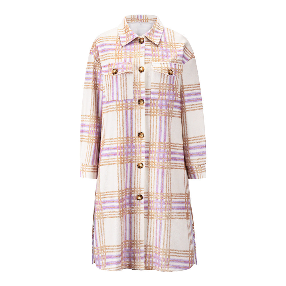 Creamtopmall Chic Plaid Tweed Long Coat