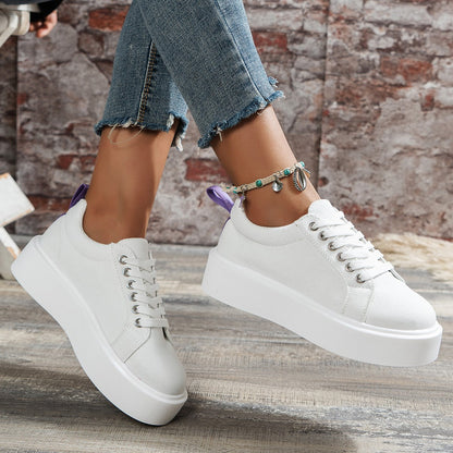 Creamtopmall It's Time White Canvas Sneakers