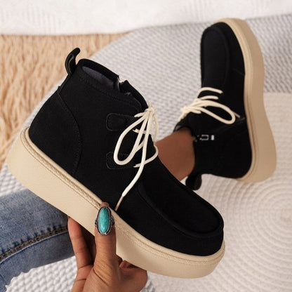 Creamtopmall Suede mid-cut flat sneakers