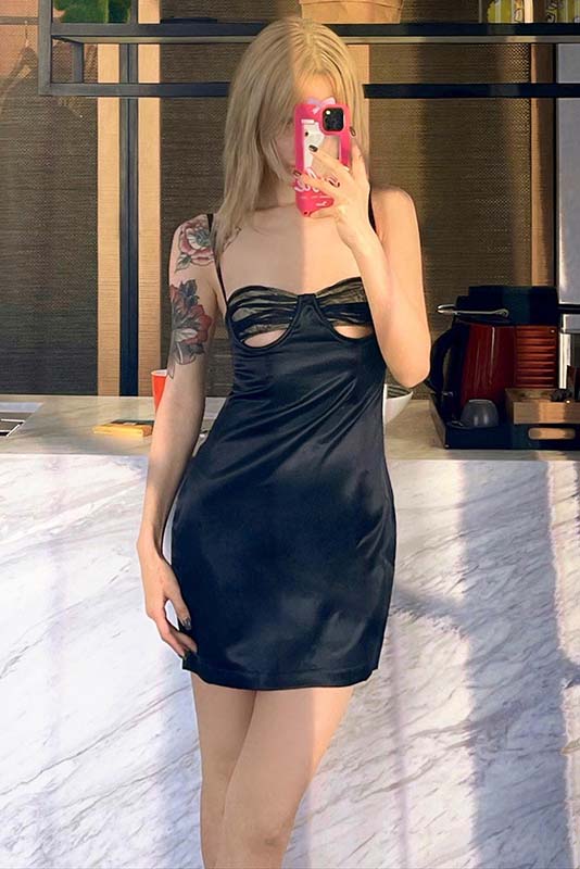 Creamtopmall Paneled Cutout Slip mini Dress