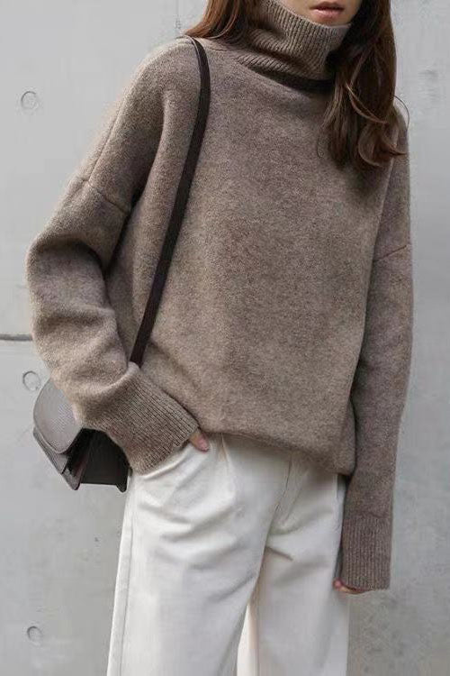 Creamtopmall Turtleneck Pullover Loose base Knitted Sweater