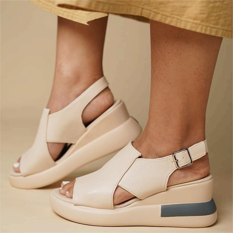 creamtopmall Sandals for Women Summer Wedge Heel Thick Round Toe Fish Mouth Platform Lady Sandals Fashion Cozy Leisure Puls Female Shoes