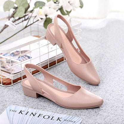 Graduation Gift Jelly Sandals Women Pointed Toe Chunky Med High Heels Flip Flops Slingback Casual Candy Skidproof Beach Shoes for Women Mujer