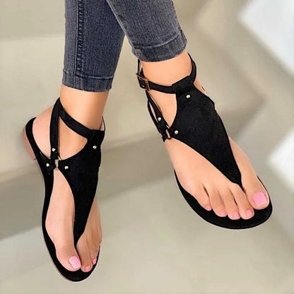 creamtopmall-Women Sandals  Summer Outdoor Beach Flip-flop Sandals Solid Fashion Gladiator Sandals Women Flats Casual Ladies Shoes