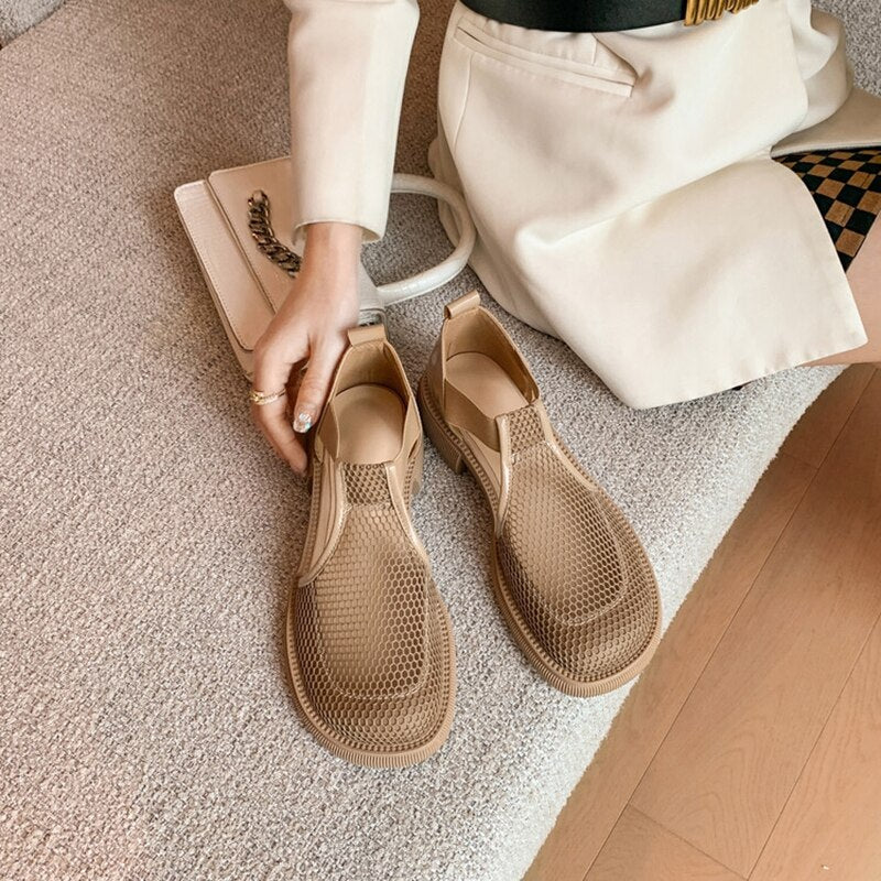 creamtopmall Summer Women Sandals Fashion Casual Buckle Strap Summer Shoes Patent Leather Shoes for Women Casual Air Mesh Women Shoes