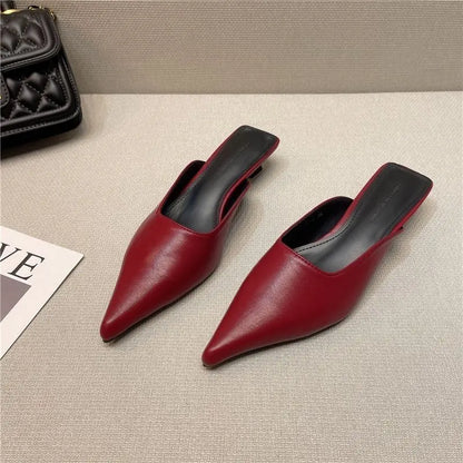 creamtopmall-2024 New Low Heel Slippers Summer Close Toe Outdoor Mules Casual Pumps Street Style Mum‘s Sandal Slip On Half Slippers Loafers