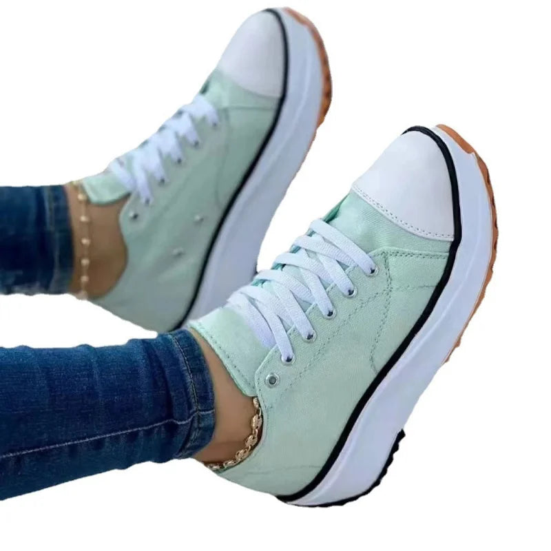 creamtopmallNew Spring autumn Women Sneakers Platform Shoes Female Lace-Up Casual Canvas Shoes Ladies Running Sports Shoes Woman trainer 43