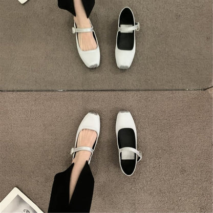 creamtopmall 2023 Spring Women Flat Shoes Fashion Silk Square Toe Shallow Ladies Ballet Shoes Soft Casual Flat Mary Jane Shoes Women Shoes