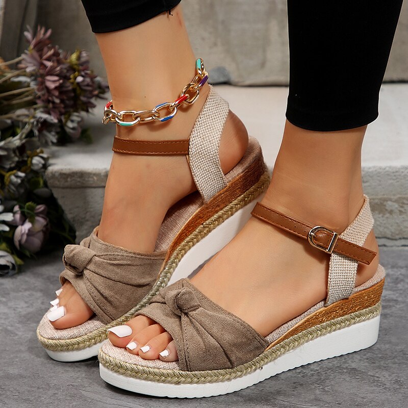 creamtopmall Women's Espadrilles Platform Sandals Casual Ankle Strap Wedge Sandles for Women Summer 2023 Thick Sole Gladiator Sandalias Mujer