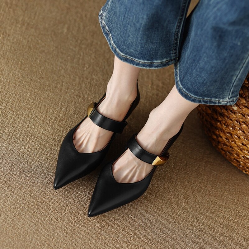 creamtopmall NEW Spring Shoes for Women Pointed Toe Thin Heel Women Pumps Split Leather High Heels Women Stiletto Heels Rivet Handmade Shoes