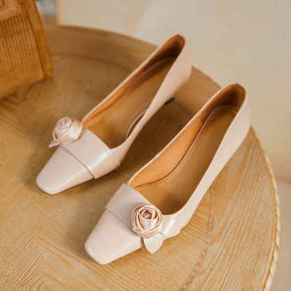 creamtopmall Wedding Ladies Shoes Prom Middle Heel Square Head Women's Pumps Elegant Fairy Style Gentle Female Single Shoes