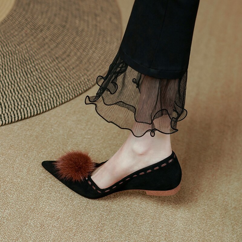 Back to school 2023 new spring women pumps natural leather 22-24.5cm length sheep suede full leather shoes of women Low heeled Mary Jane shoes