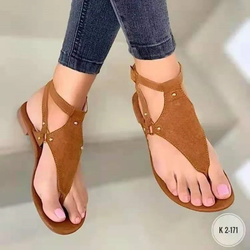 creamtopmall-Women Sandals  Summer Outdoor Beach Flip-flop Sandals Solid Fashion Gladiator Sandals Women Flats Casual Ladies Shoes