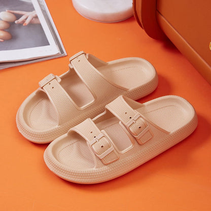 creamtopmall Fashion Buckle Thick Platform Slippers Women Home Soft Sole eva Cloud Slides Sandals Woman 2023 Summer Non Slip Beach Flip Flops