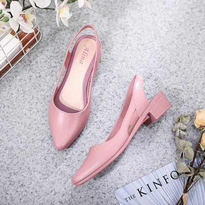 Graduation Gift Jelly Sandals Women Pointed Toe Chunky Med High Heels Flip Flops Slingback Casual Candy Skidproof Beach Shoes for Women Mujer