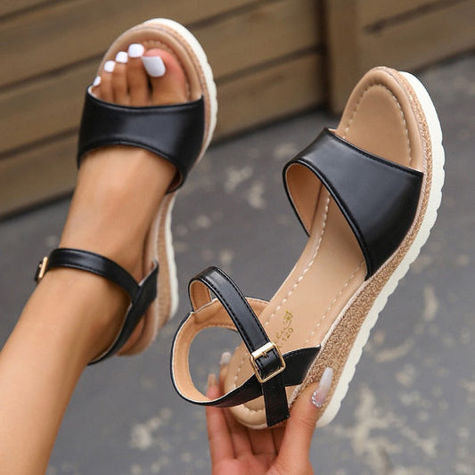 creamtopmall Lightweidght Wedge Sandals for Women Summer  Buckle Strap Platform Sandles Woman Thick Sole Non Slip Casual Sandalias Mujer