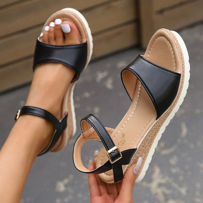 creamtopmall Lightweidght Wedge Sandals for Women Summer 2023 Buckle Strap Platform Sandles Woman Thick Sole Non Slip Casual Sandalias Mujer