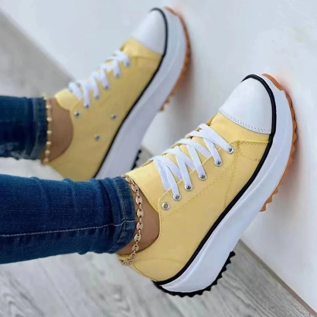 creamtopmallNew Spring autumn Women Sneakers Platform Shoes Female Lace-Up Casual Canvas Shoes Ladies Running Sports Shoes Woman trainer 43