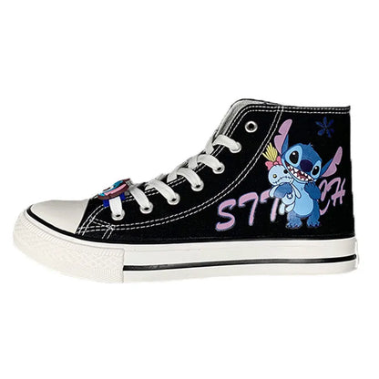 creamtopmall-Lilo & Stitch Canvas Shoes Cute Cartoon Little Monster Pattern Shoes Fashion Casual Sports High and Low Canvas Shoes