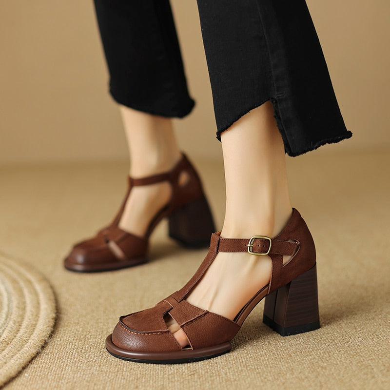 Antmvs  new Women sandals natural leather 22-24.5cm cowhide+pigskin+sheepskin full leather t-buckle hollow out women summer shoes