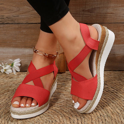 creamtopmall Fashion Summer Wedge Sandals for Women Lightweight Platform Gladiator Shoes Woman Plus Size Non Slip Casual Sandalias Mujer 2023