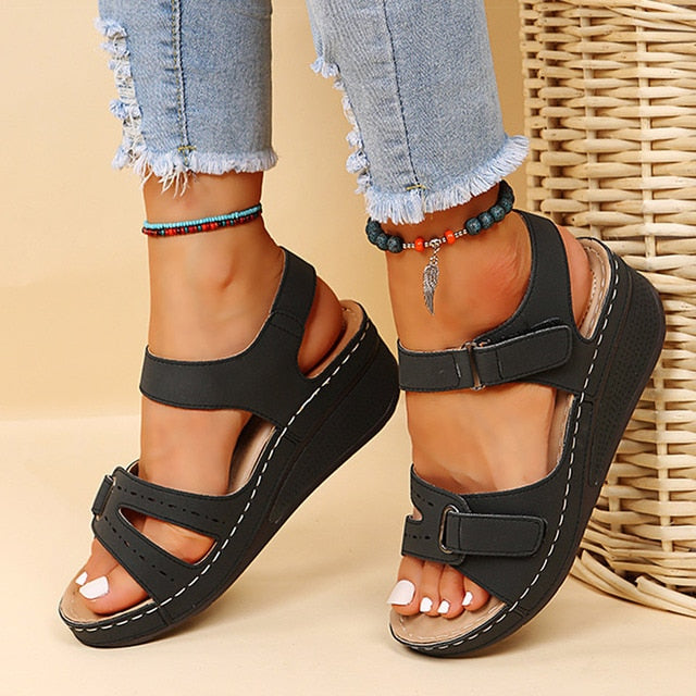 creamtopmall Summer Wedge Sandals for Women 2023 New Fashion Non Slip Beach Shoes Woman Lightweight Casual Platform Sandalias Mujer Plus Size