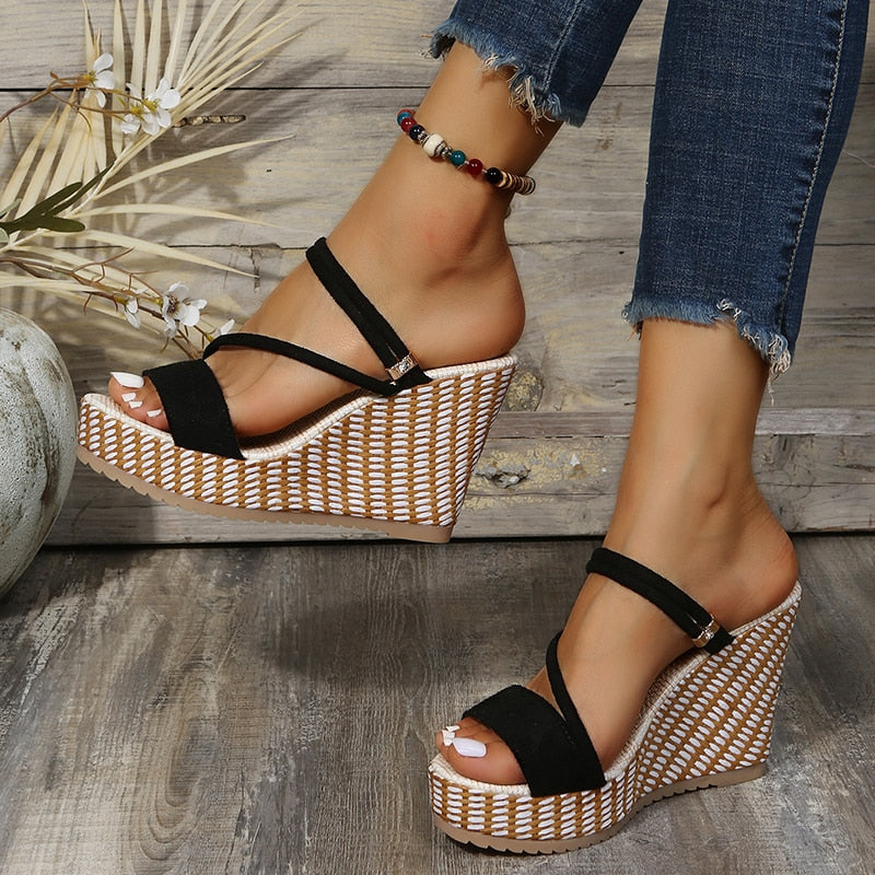 creamtopmall 2023 New Fashion Wedge Sandals Women Summer Platform Super High Heels Female Sandals Open Toe Thick Bottom Beach Shoes Woman