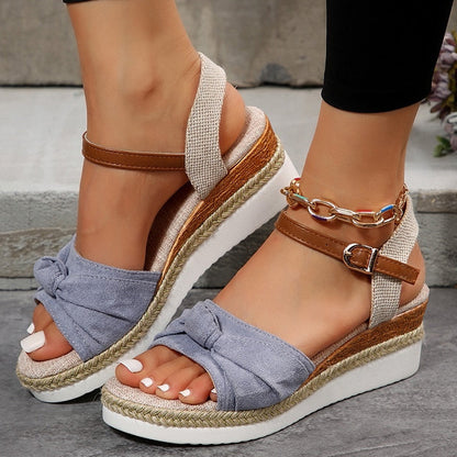 creamtopmall Women's Espadrilles Platform Sandals Casual Ankle Strap Wedge Sandles for Women Summer 2023 Thick Sole Gladiator Sandalias Mujer